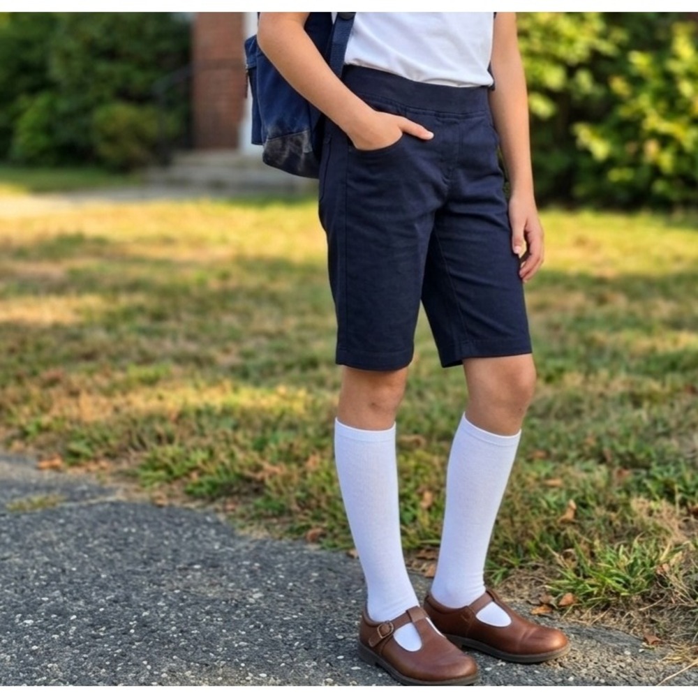 IZOD Girls Navy Blue School Uniform Bermuda Shorts Size 12 Regular NWT